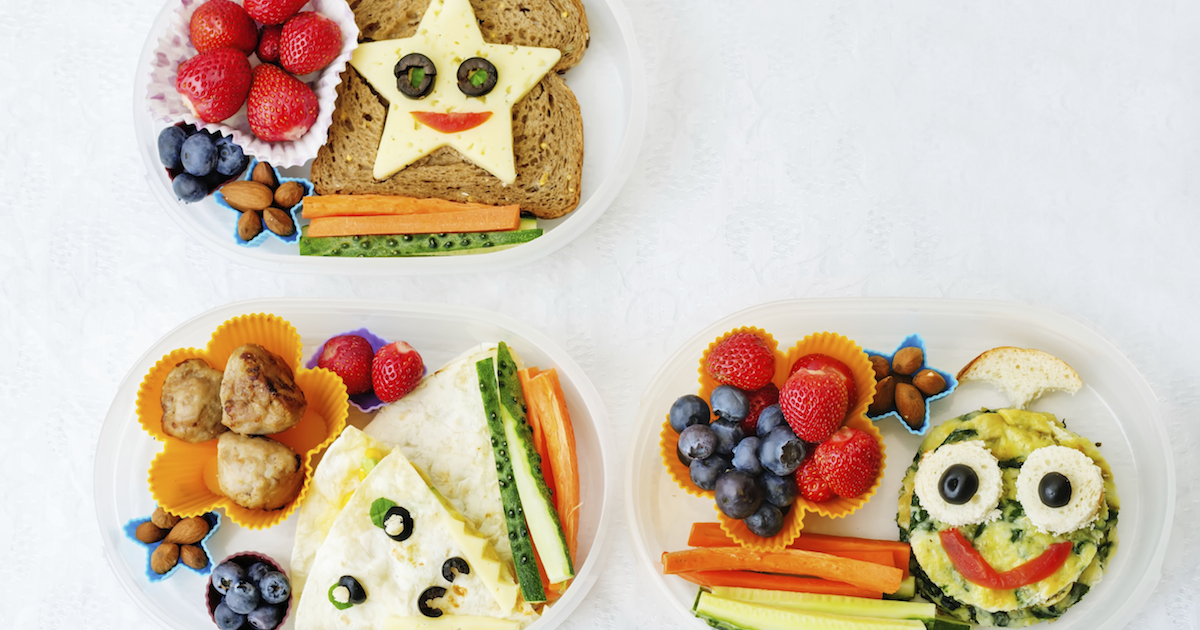 school lunch boxes for kids with food in the form of funny faces